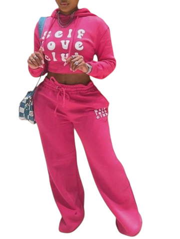 HOODED COLLAR TWO-PIECE PANTS SET