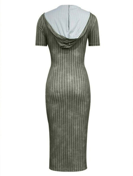 HOODED COLLAR BODYCON DRESS