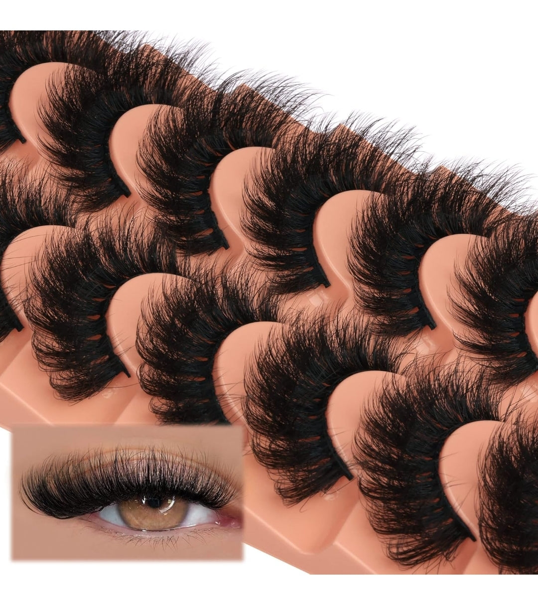 MINK LASHES FLUFFY FASE EYELASHES DRAMATIC FAUX NATURAL LOOK CAT EYE STYLE
