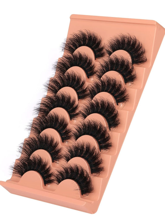MINK LASHES FLUFFY FASE EYELASHES DRAMATIC FAUX NATURAL LOOK CAT EYE STYLE