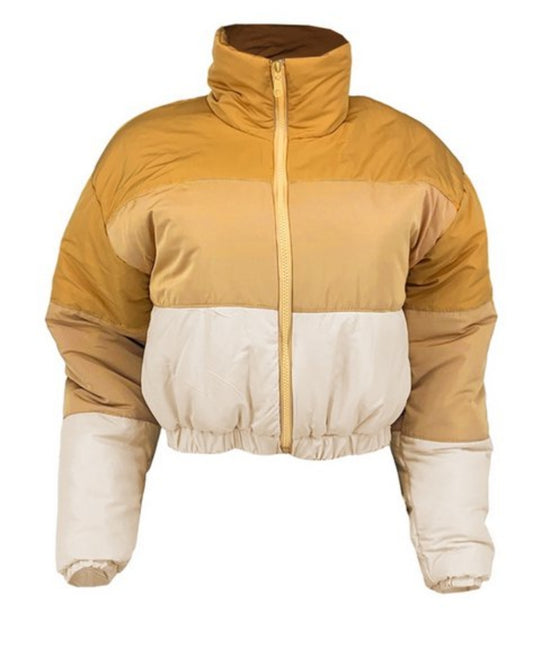 CROP TOP PATCHWORK PARKA JACKET