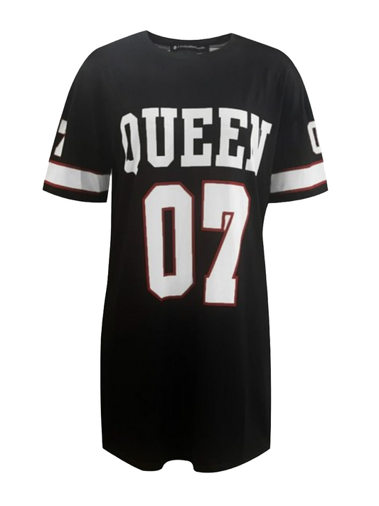QUEEN LETTER PRINT T-shirt DRESS