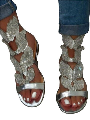 CRYSTAL BUTTERFLY DECOR SANDALS