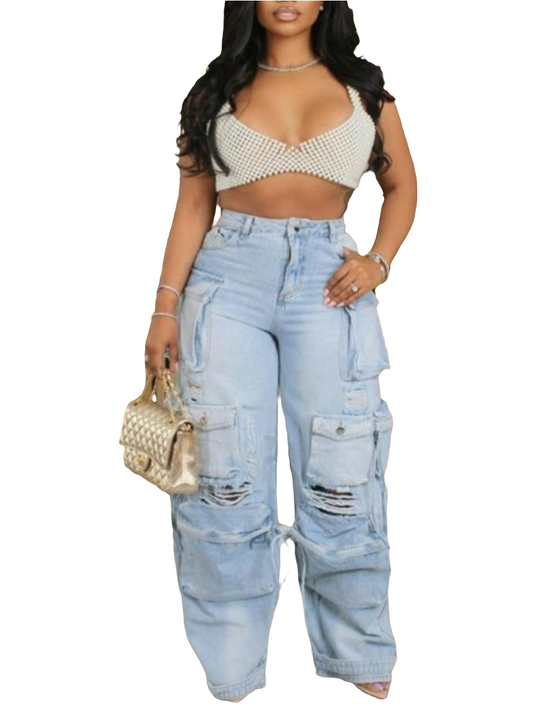 RIPPED POCKET BOYFRIEND JEANS