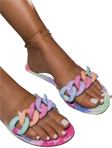 CAUSAL SEE-THROUGH CHAIN MULTI COLOR SANDALS