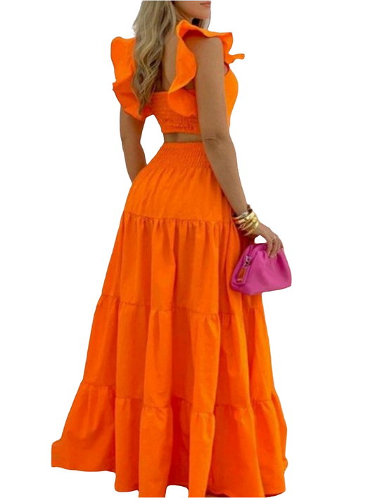 VACATION SLEEVELESS TWO-PIECE SKIRT SET