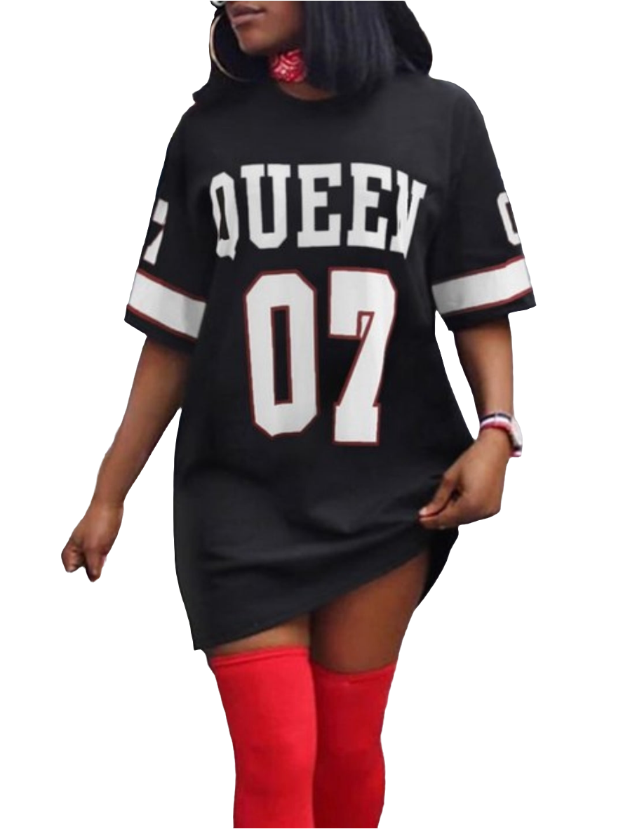 QUEEN LETTER PRINT T-shirt DRESS