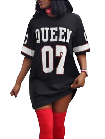 QUEEN LETTER PRINT T-shirt DRESS