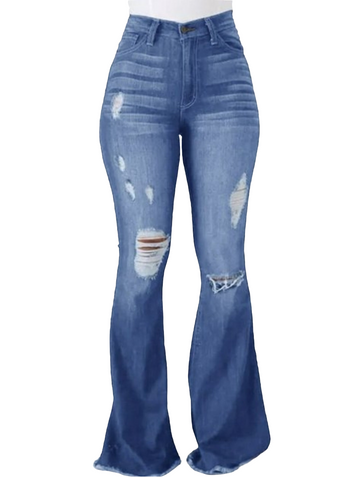 PLUS SIZE HIGH-WAIST HIGH STRETCHY RIPPED BOOT CUT JEANS