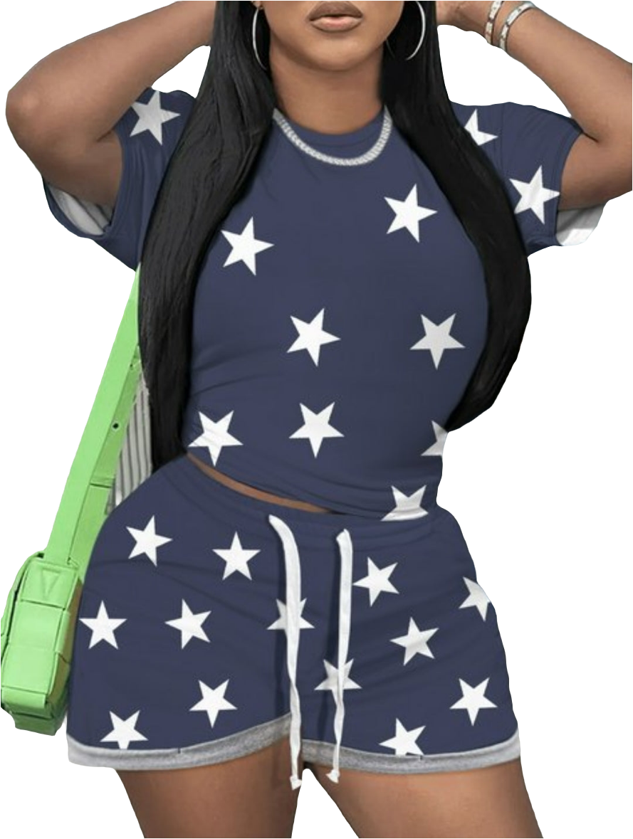 STAR PRINT SHORT SET