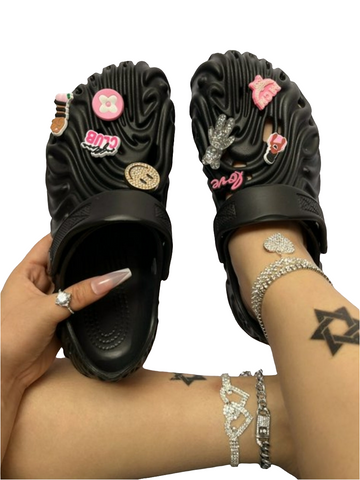 METAL LETTER DECOR CUT OUT SLIPPERS