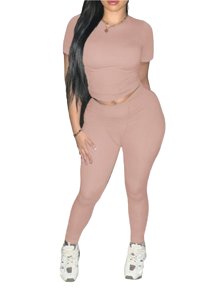 ROUND NECK SKINNY PANTS SET