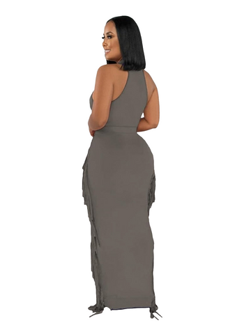 WOMEN'S SEXY HALTER SLEEVELESS BODYCON SKIRT SET