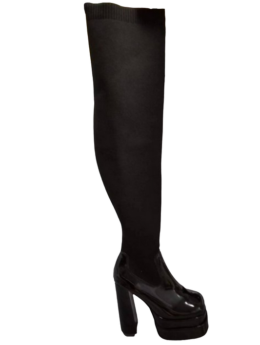 ROUND NECK THIGH-HIGH BOOTS