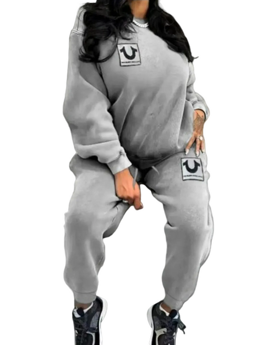 DROPPED SHOULDER LOOSE PANTS SWEATSUIT