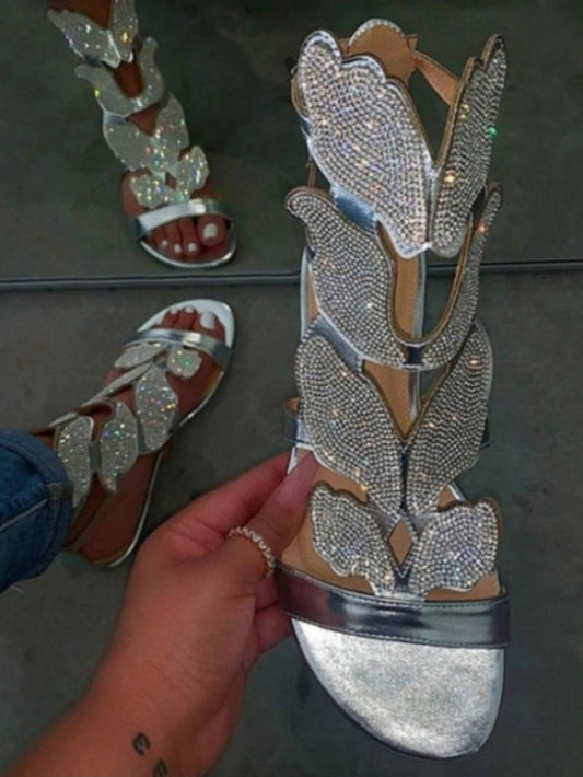CRYSTAL BUTTERFLY DECOR SANDALS